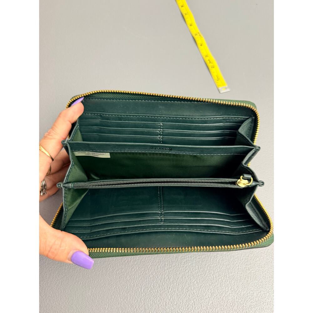 Coach Python Embossed Green Zip Around Leather Wallet - Picture 6 of 8